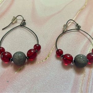 Red and black hoop earrings